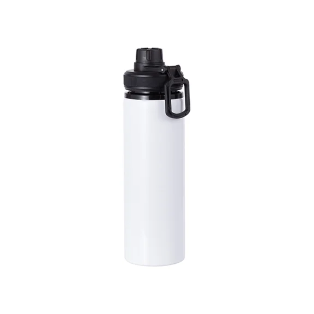 White, 28oz / 850ml Aluminium Water Bottle (Black Lid)
