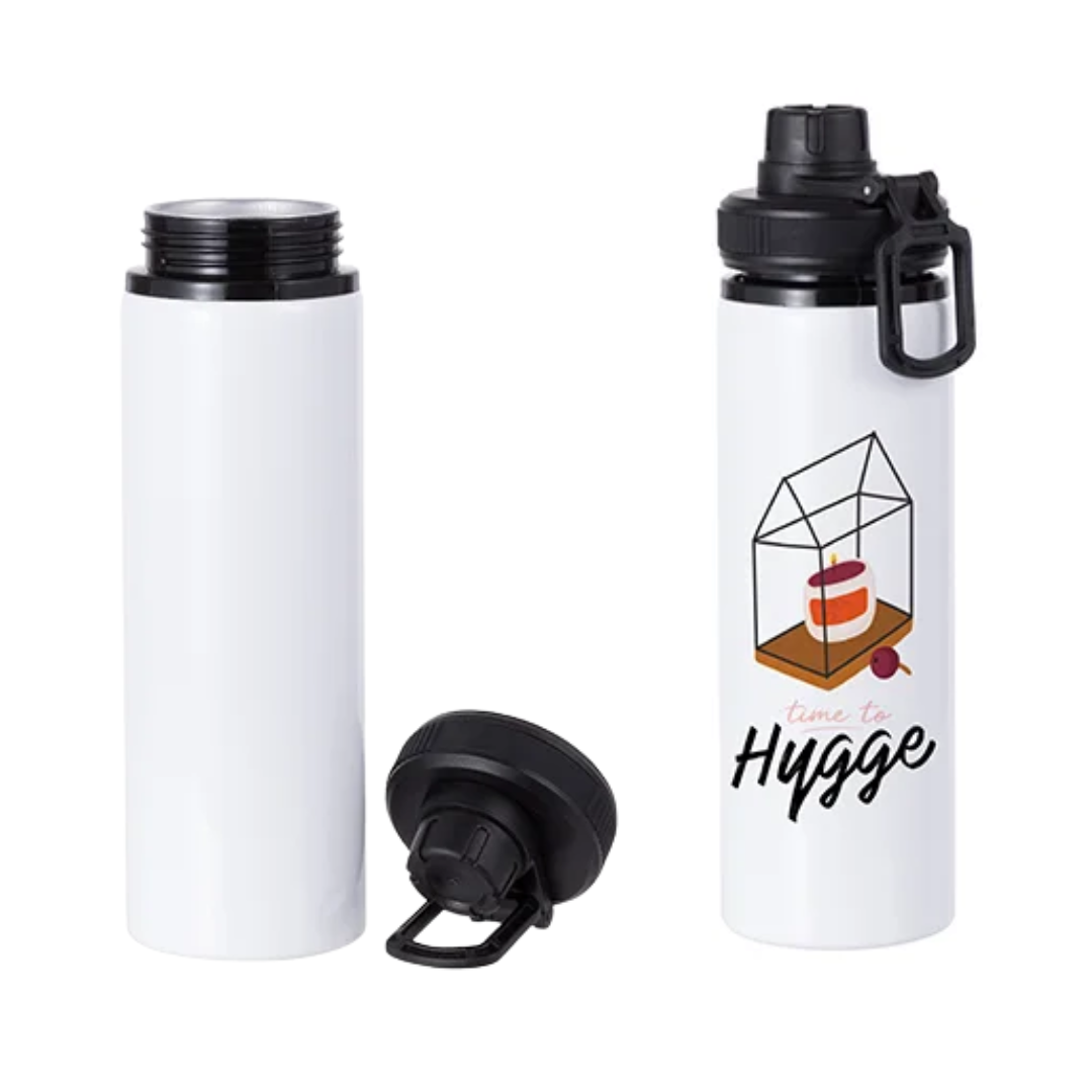 White, 28oz / 850ml Aluminium Water Bottle (Black Lid)