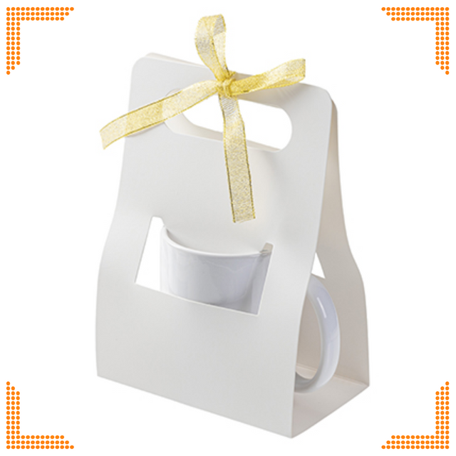 Sublimation White Gift Box for 11oz Mug with Ribbon (14 x 8.5 x 19.5cm)