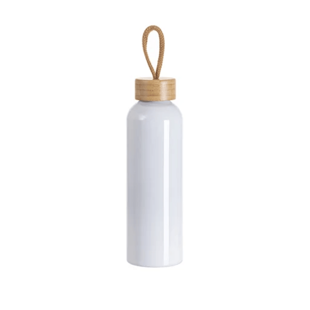 White, 20oz / 600ml Aluminium Water Bottle for Sublimation with Bamboo Lid - Blank Print Media