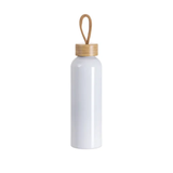 White, 20oz / 600ml Aluminium Water Bottle with Bamboo Lid