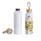 White, 20oz / 600ml Aluminium Water Bottle with Bamboo Lid