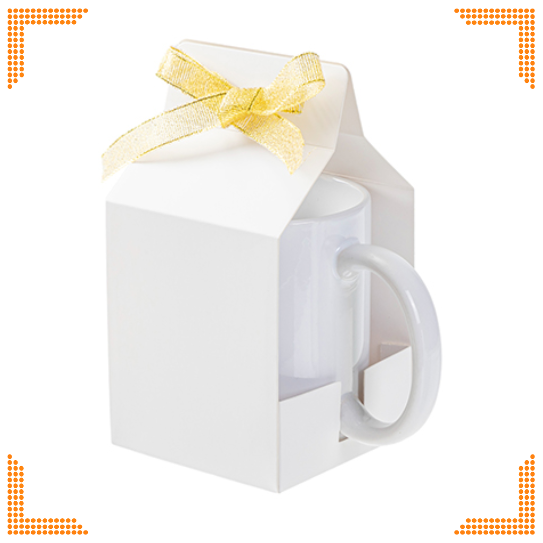 Sublimation White Gift Box for 11oz Mug with Ribbon (8.2 x 8.5 x 15cm)