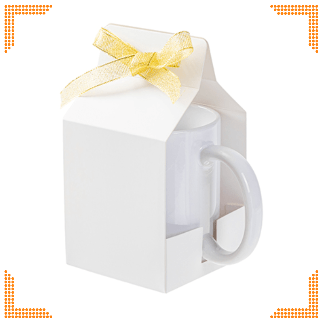 Sublimation White Gift Box for 11oz Mug with Ribbon (8.2 x 8.5 x 15cm) | Packs of 10 - Blank Print Media