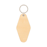 Double Sided Plywood Retro Motel Keyring