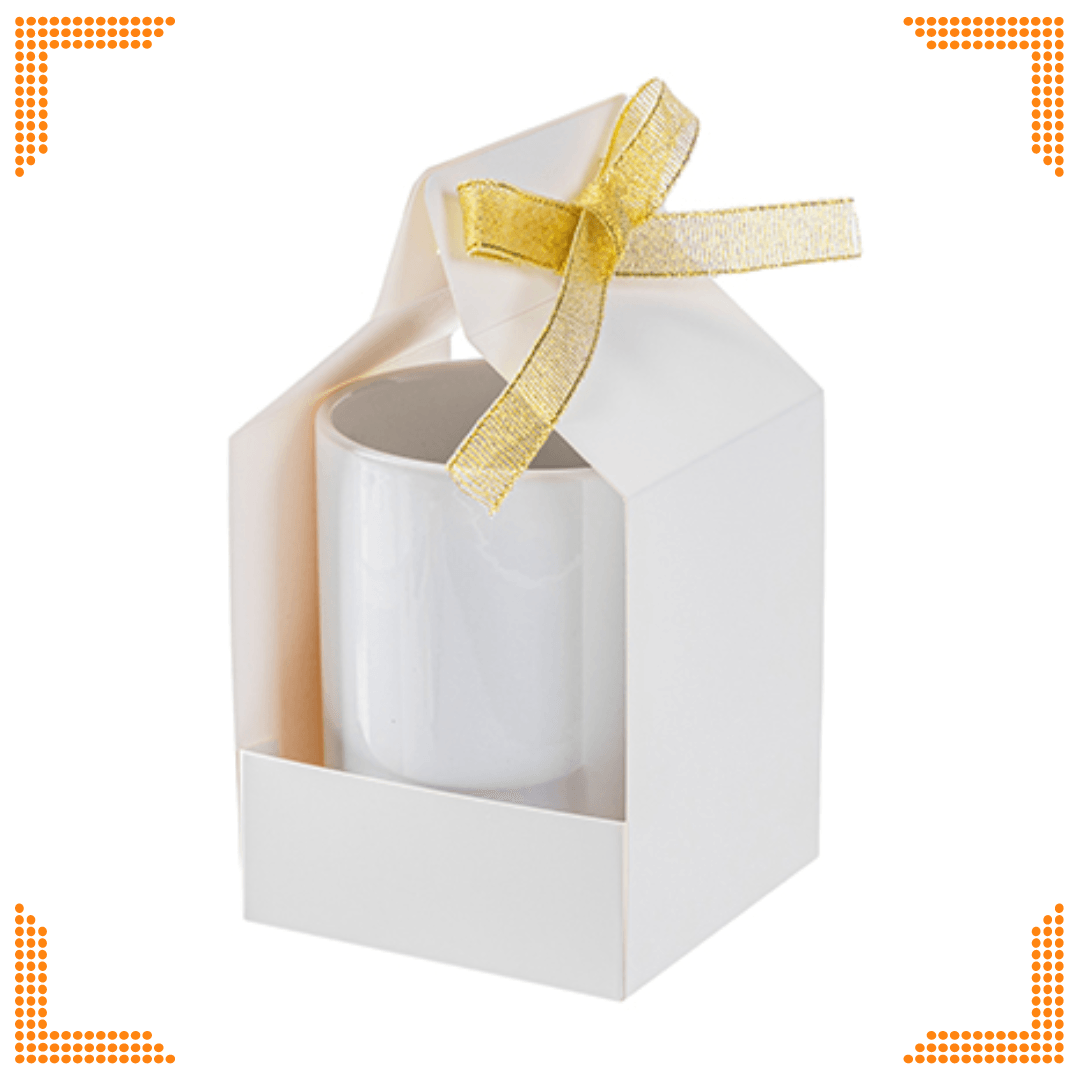 Sublimation White Gift Box for 11oz Mug with Ribbon (8.2 x 8.5 x 15cm) | Packs of 10 - Blank Print Media