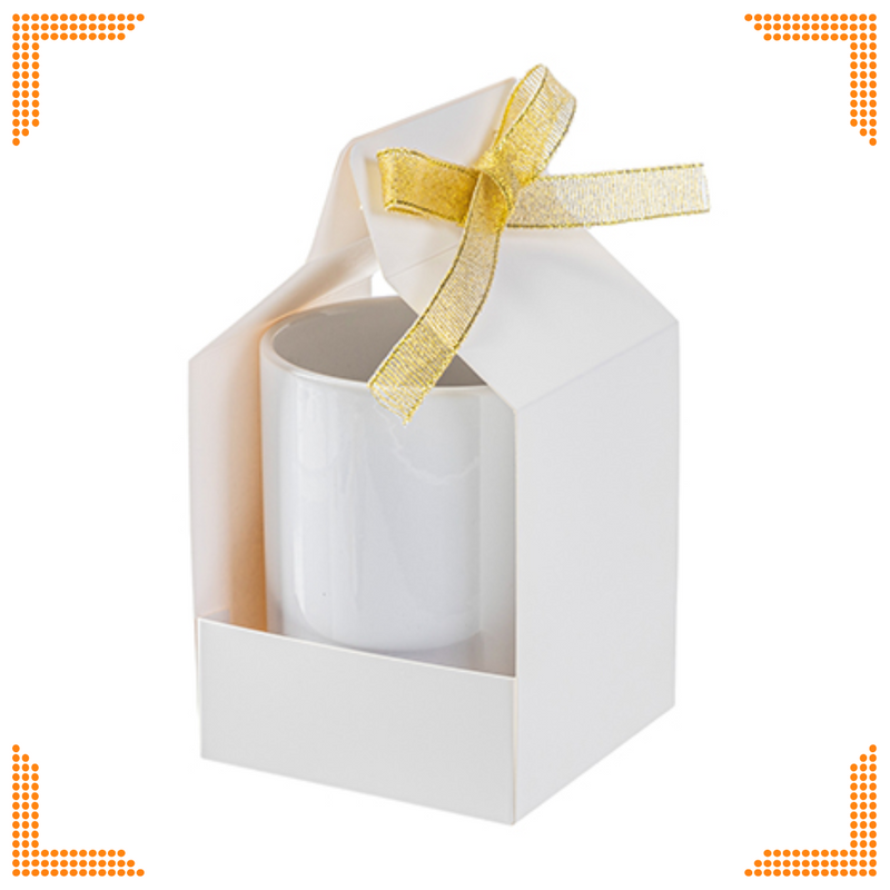 Sublimation White Gift Box for 11oz Mug with Ribbon (8.2 x 8.5 x 15cm)