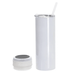 20oz / 600ml White Stainless Steel Sublimation Tumbler with Bluetooth Speaker (Includes Lid & Straw) - Blank Print Media