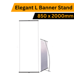Elegant L Banner Stand | 850 x 2000mm - Blank Print Media