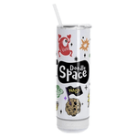 20oz / 600ml White Stainless Steel Sublimation Tumbler with Bluetooth Speaker (Includes Lid & Straw) - Blank Print Media