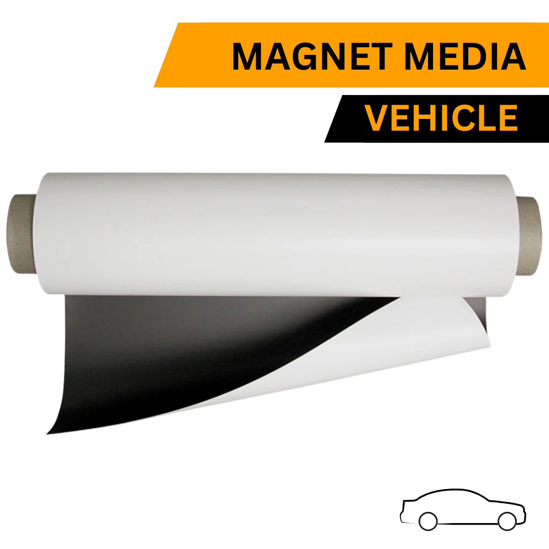 Vehicle Rubber Magnet with White PVC | 0.85mm | 1m x Per Running Meter or Roll