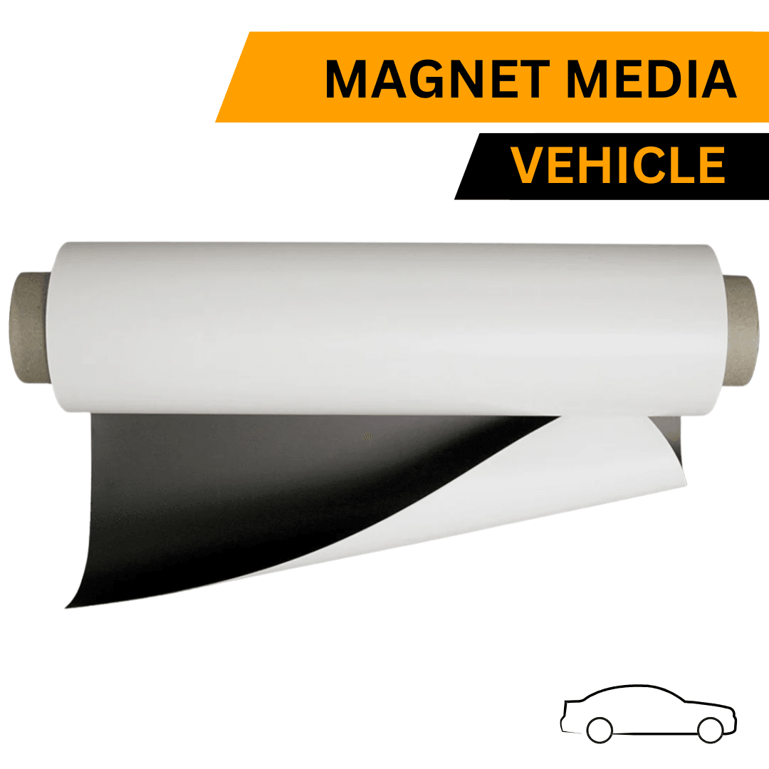 Vehicle Rubber Magnet with White PVC | 0.85mm | 1m x Per Running Meter or Roll - Blank Print Media