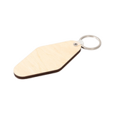 Double Sided Plywood Retro Motel Keyring