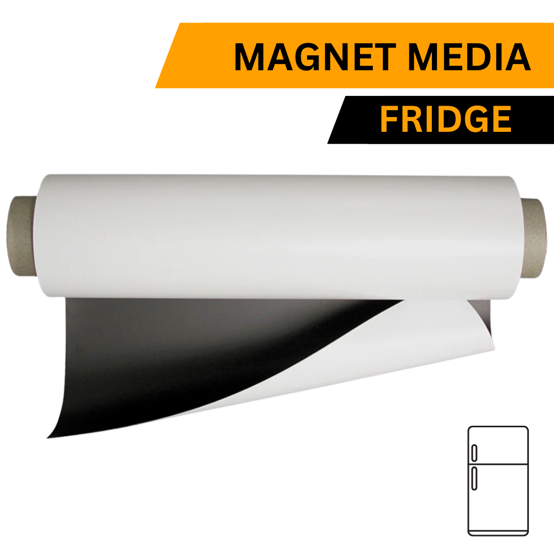 Fridge Rubber Magnet with White PVC | 0.60mm | 610mm x Per Running Meter or Roll