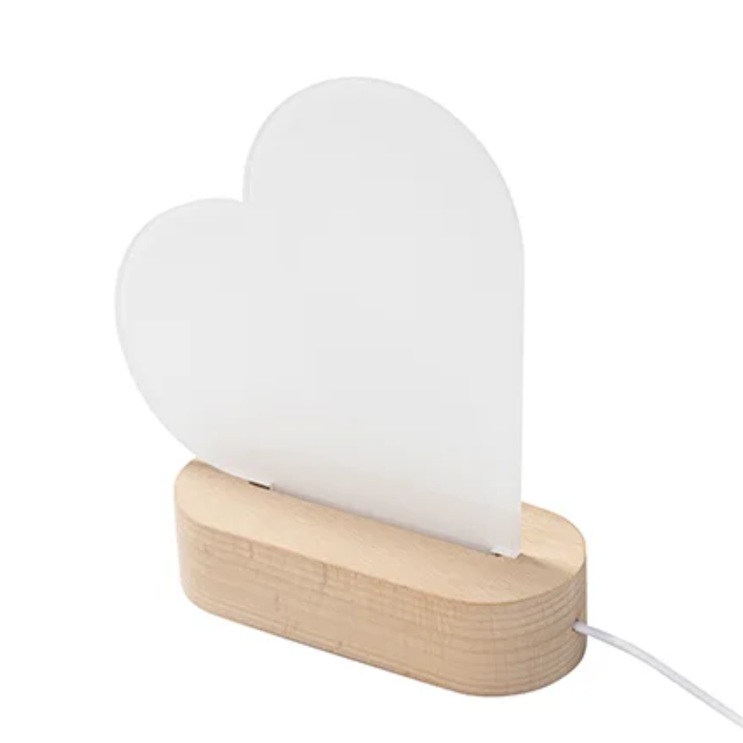 Heart Shape Acrylic Photo Frame with LED warm light base | 15 x 15cm