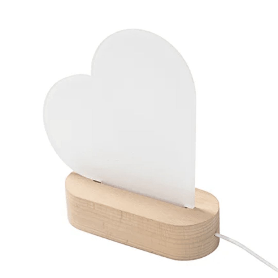 Heart Shape Acrylic Photo Frame with LED warm light base | 15 x 15cm - Blank Print Media