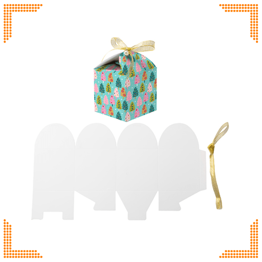 Sublimation White Gift Box with Ribbon (9 x 9 x 12cm) | Pack of 10 - Blank Print Media