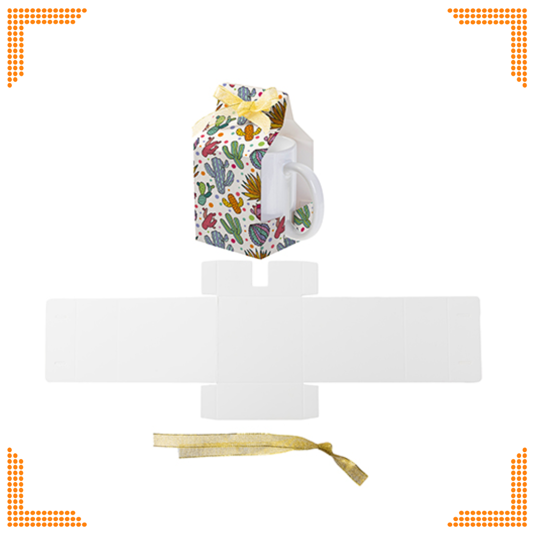 Sublimation White Gift Box for 11oz Mug with Ribbon (8.2 x 8.5 x 15cm)