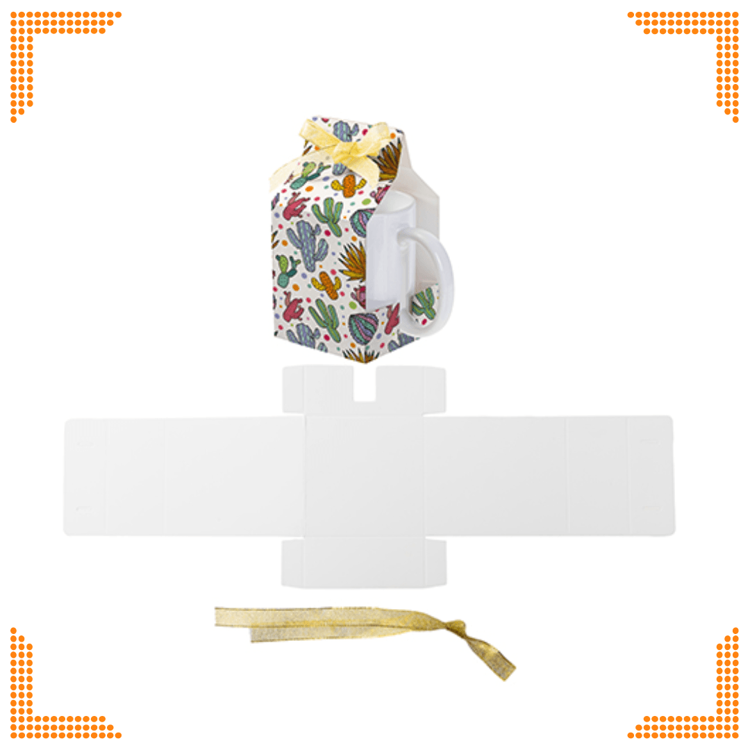 Sublimation White Gift Box for 11oz Mug with Ribbon (8.2 x 8.5 x 15cm) | Packs of 10 - Blank Print Media