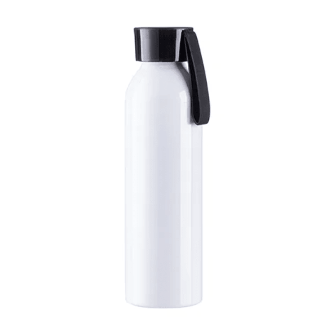 650ml Slim Aluminium Sports Bottle for Sublimation (White) – Black Cap - Blank Print Media