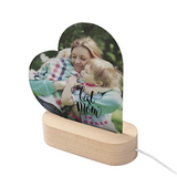 Heart Shape Acrylic Photo Frame with LED warm light base | 15 x 15cm