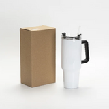 White, 40oz / 1200ml Stainless Steel White Travel Tumbler with Lid & Straw (swivel lid) BLACK HANDLE