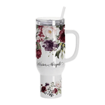 40oz Stainless Steel Travel Tumbler for Sublimation (White) – Handle, Lid & Straw - Blank Print Media