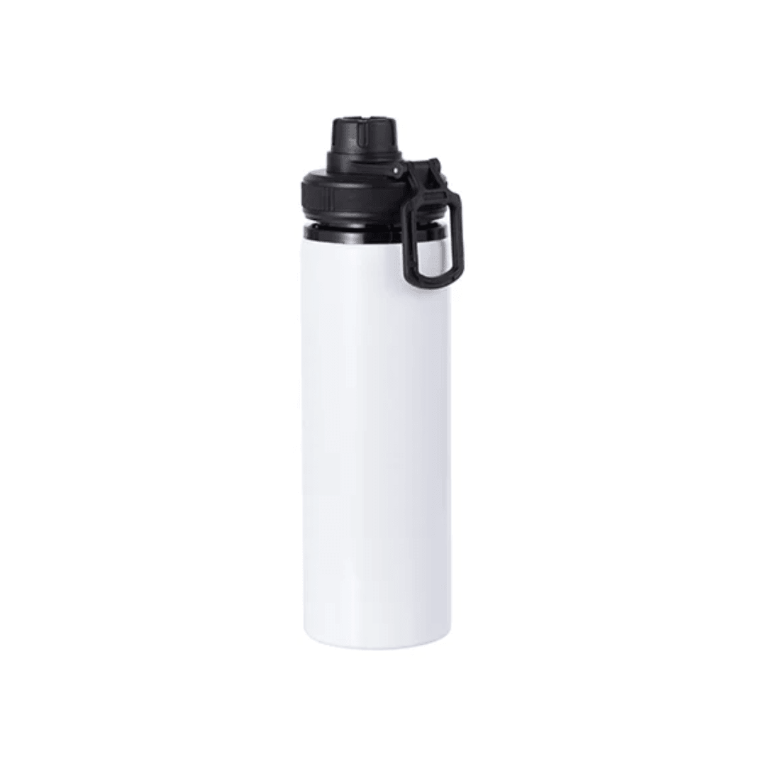 850ml Aluminium Water Bottle for Sublimation (White) – Black Sports Lid - Blank Print Media