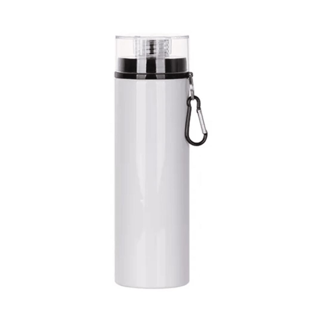 28oz / 850ml White Aluminium Water Bottle for Sublimation (Black Lid + Carabiner) - Blank Print Media