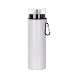 White, 28oz / 850ml Aluminium Water Bottle (Black Lid) with Carabiner