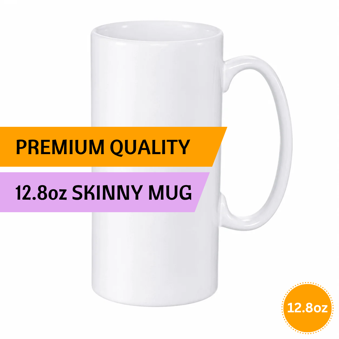 AAA Premium Grade 12.8oz/380ml White Skinny Tall Mug Ceramic - Blank Print Media