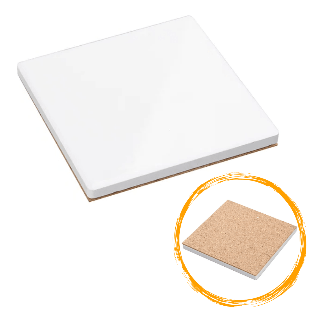 Sublimation Ceramic Coaster with cork base - Blank Print Media