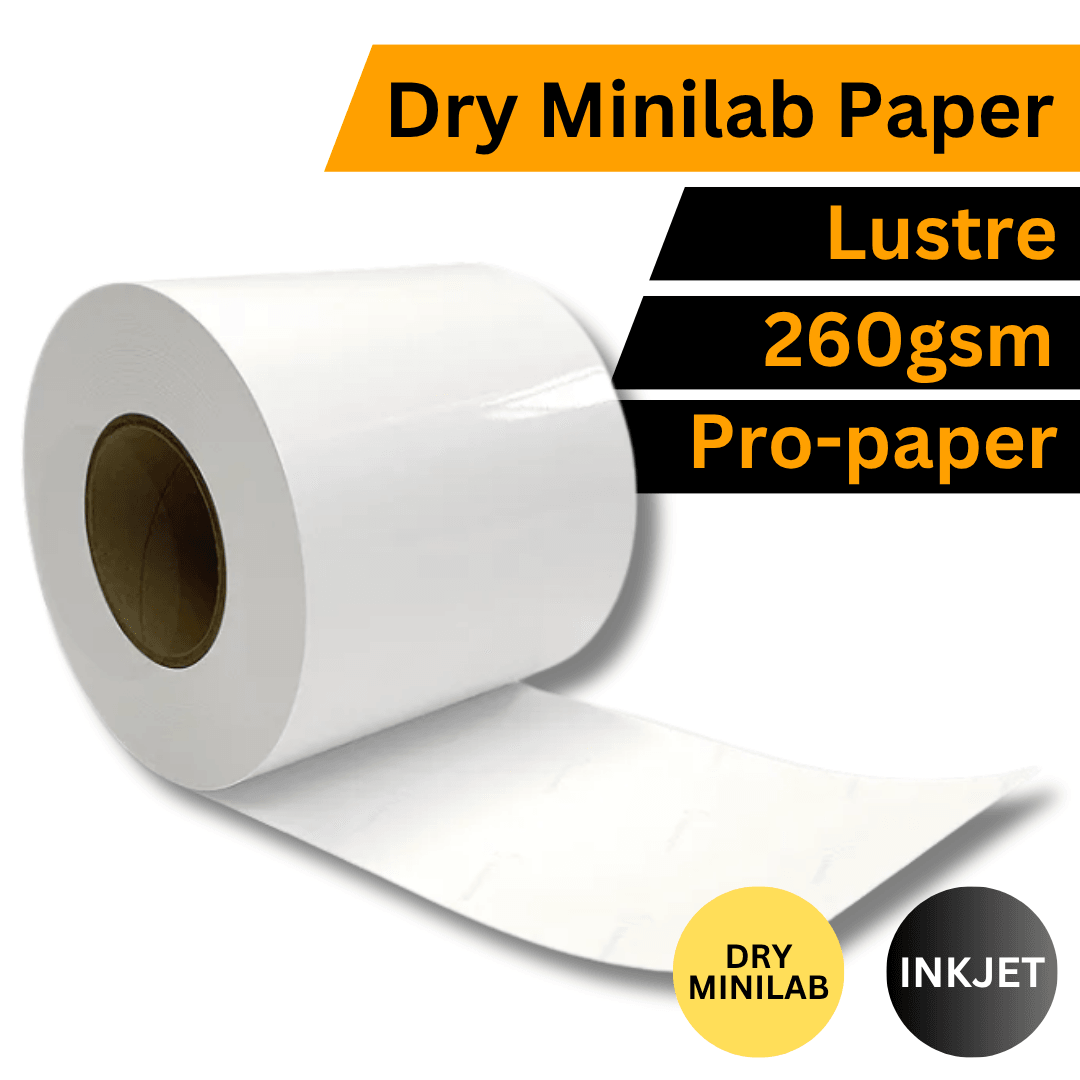 Dry Minilab Photo Paper – Lustre 260gsm (152 / 203 / 210mm x 65m Roll) - Blank Print Media
