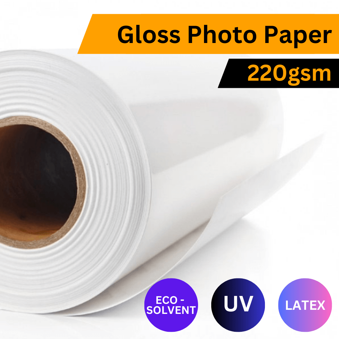Eco-Solvent / UV / Latex Photo & Poster Paper – Gloss 220gsm (1270mm x 30m Roll) - Blank Print Media
