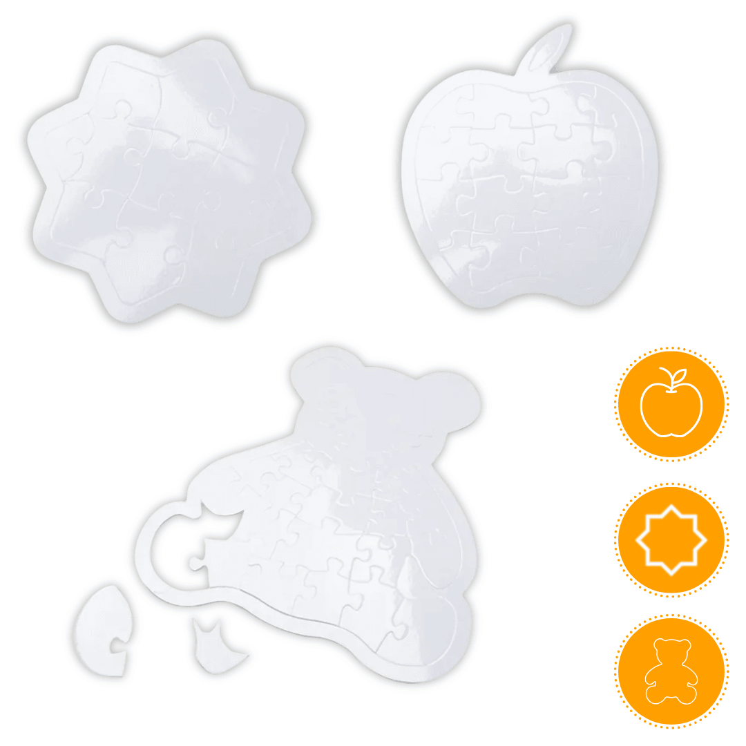 Glossy Shaped Sublimation Puzzle – Bear, Apple or Octagon - Blank Print Media