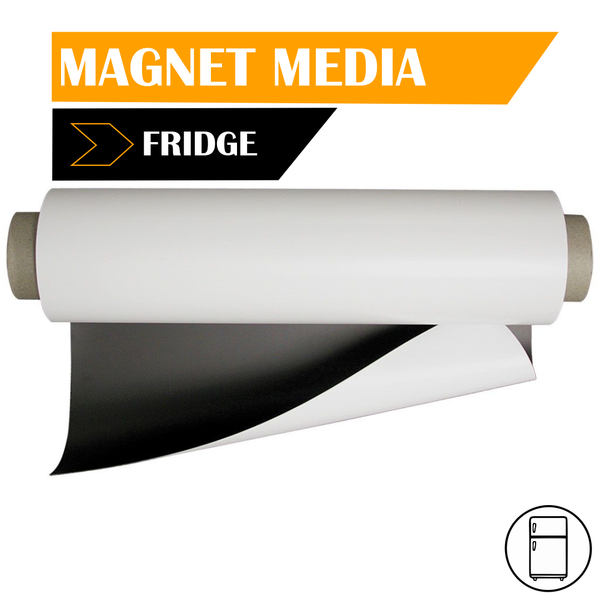 Fridge Rubber Magnet with White PVC | 0.60mm | 610mm x Per Running Meter or Roll