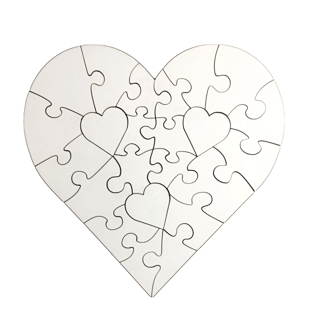 Heart Shape MDF Puzzle | 170 x 175mm - 23pcs - Blank Print Media
