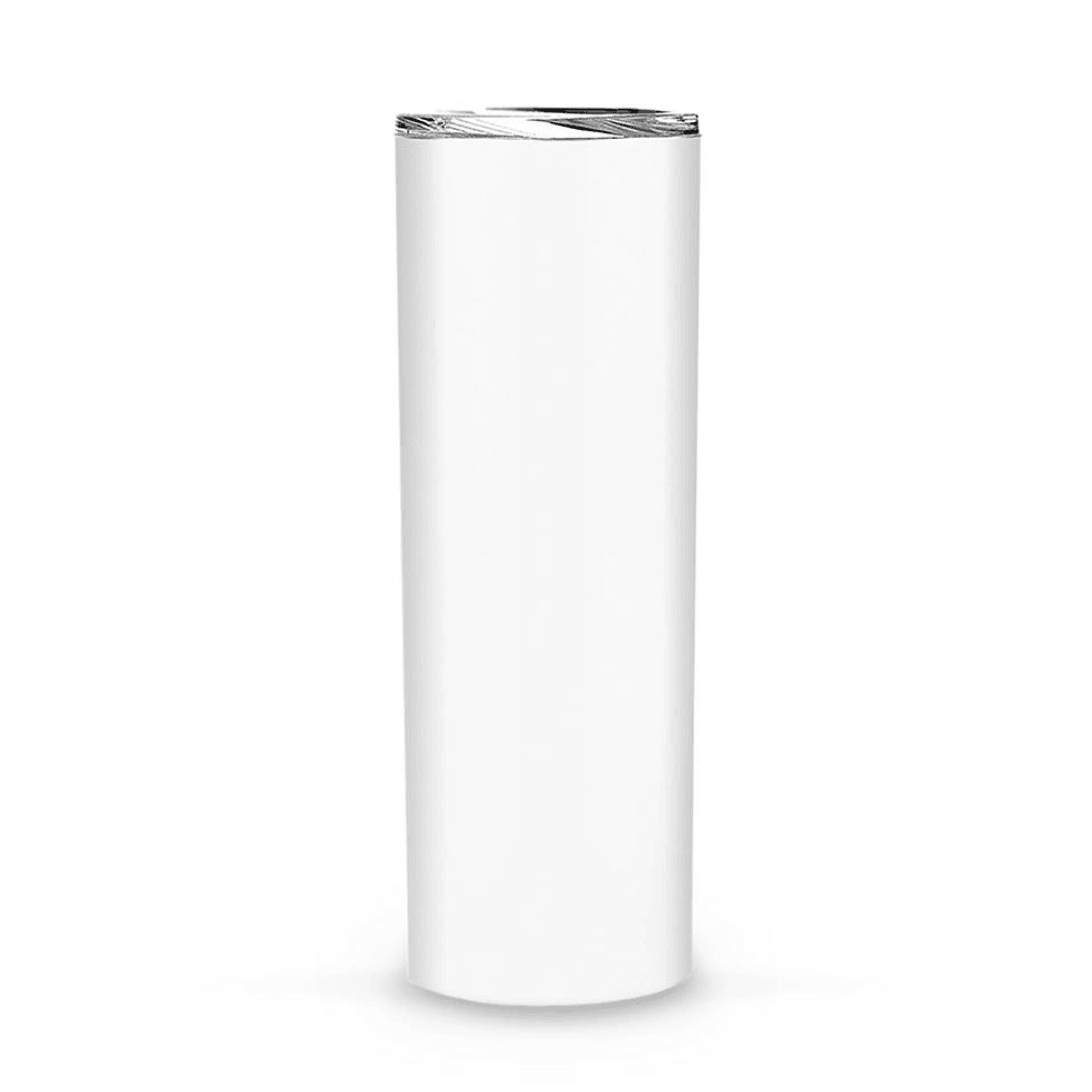 20oz Stainless Steel Skinny Tumbler for Sublimation (White) – Lid, Straw & Base Included - Blank Print Media
