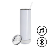 20oz/600ml White Stainless Steel Tumbler with White Bluetooth Speaker