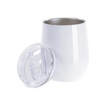 White, 12oz Stainless Steel Stemless Sublimation Wine Tumbler (Includes: Slide Lid) - Blank Print Media