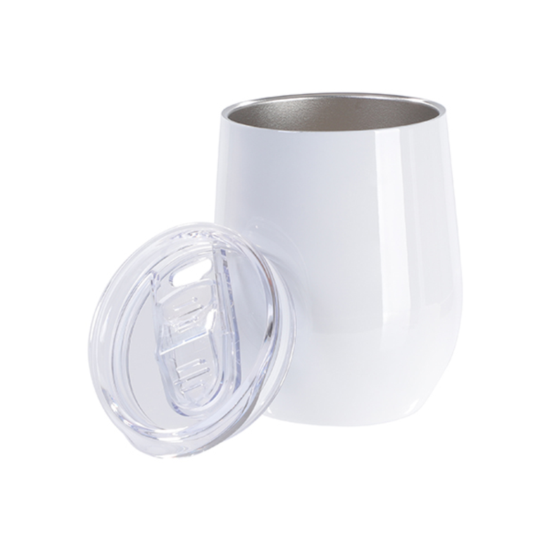 White, 12oz Stainless Steel Stemless Sublimation Wine Tumbler (Includes: Slide Lid)