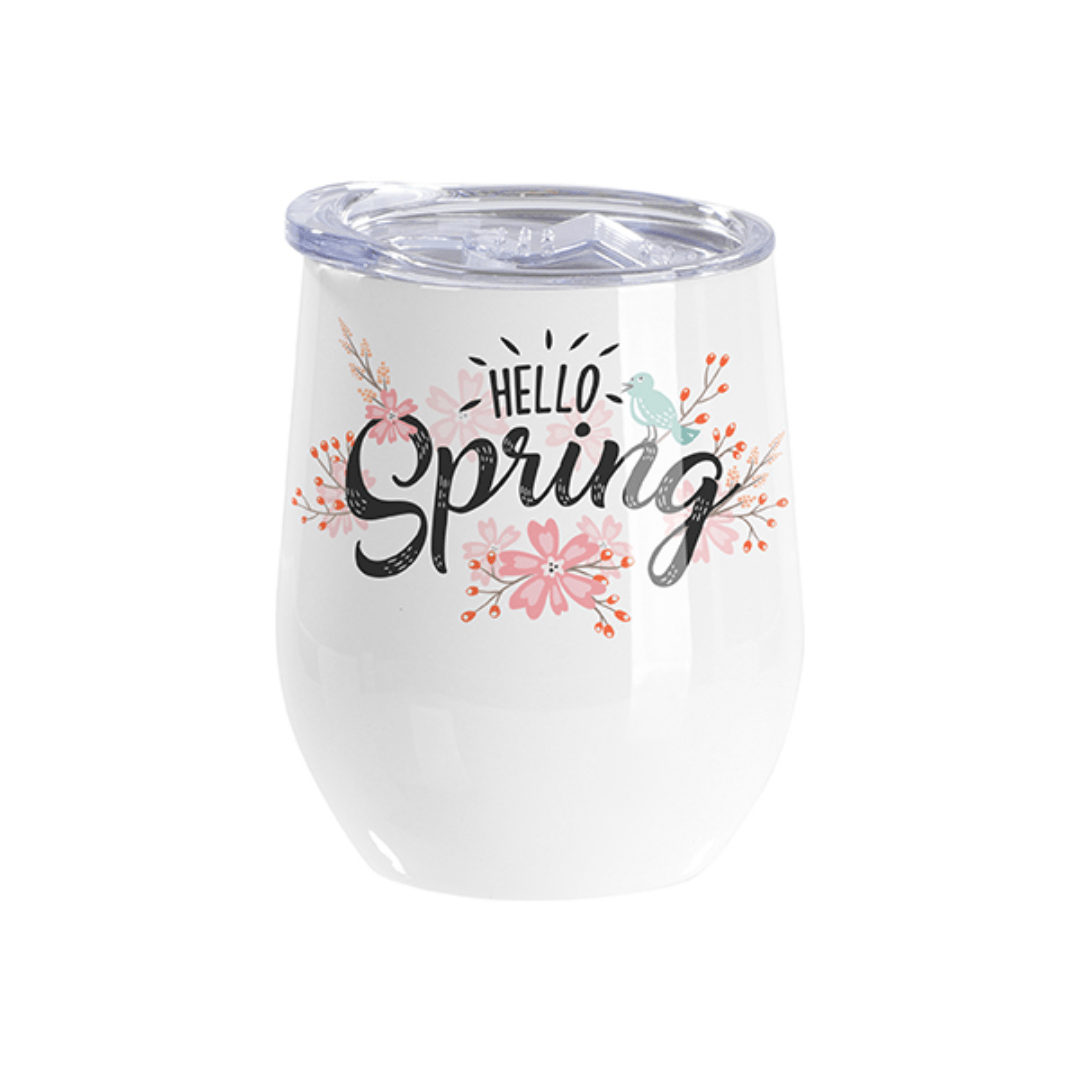 White, 12oz Stainless Steel Stemless Sublimation Wine Tumbler (Includes: Slide Lid) - Blank Print Media