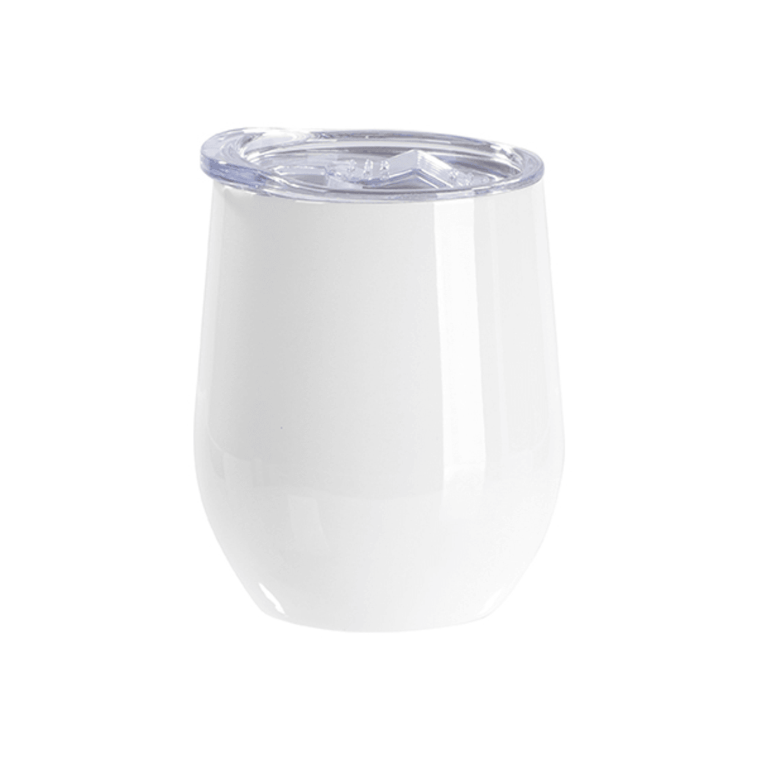 White, 12oz Stainless Steel Stemless Sublimation Wine Tumbler (Includes: Slide Lid) - Blank Print Media