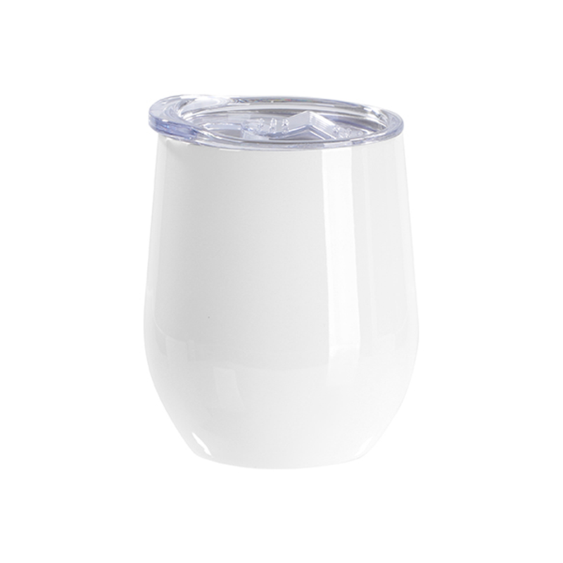 White, 12oz Stainless Steel Stemless Sublimation Wine Tumbler (Includes: Slide Lid)