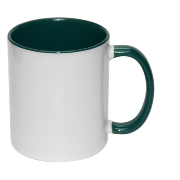Dark Green Inner/Handle Colour Sublimation Mug (11oz)