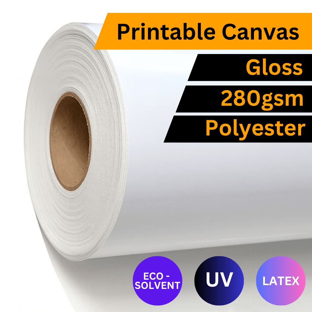 Eco-Solvent Canvas – Gloss Polyester 280gsm (1.37m / 1.52m x 50m Roll) - Blank Print Media